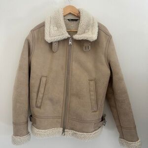 New Zara Double Faced Faux Shearling Faux Suede Jacket men